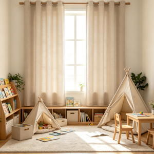 Beige Linen Semi-Sheer Curtains, 63-Inch Length, 2 Panels – Light Filtering, Bronze Grommet (52"x63")