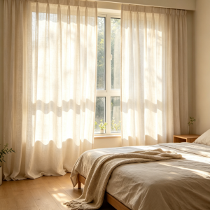 Natural White Privacy Linen Curtains, 2 Panels – Light Filtering, Semi-Sheer, Back Tab (52"x84")