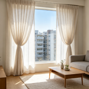 Soft Thick Linen Textured Curtains, Natural White, 84-Inch, 2 Panels – Semi-Sheer, Light Filtering, Rod Pocket & Back Tab